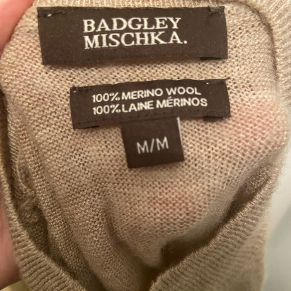 Badgley Mischka Oatmeal Merino Wool Sweater - Picture 5 of 5